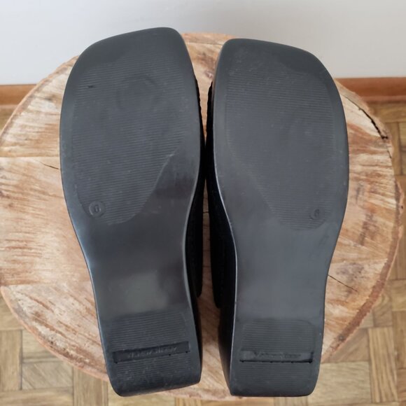 Naturalizer Tempi Black Leather Platform Wedge Sandals Sz 6M Like New - Picture 9 of 15